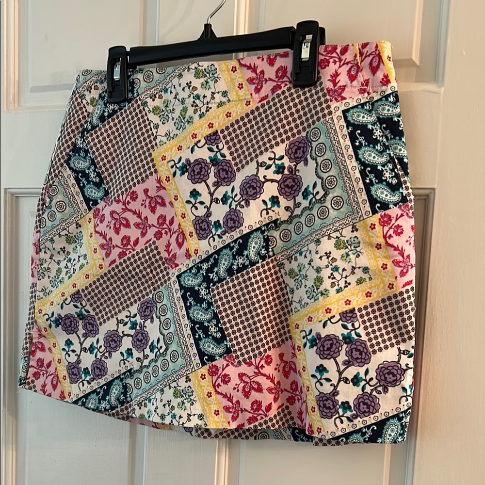 Lady Hagen Pink and Yellow A-Line Mini Skirt